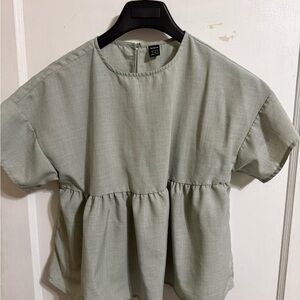 SHEIN Sage Green Peplum Blouse